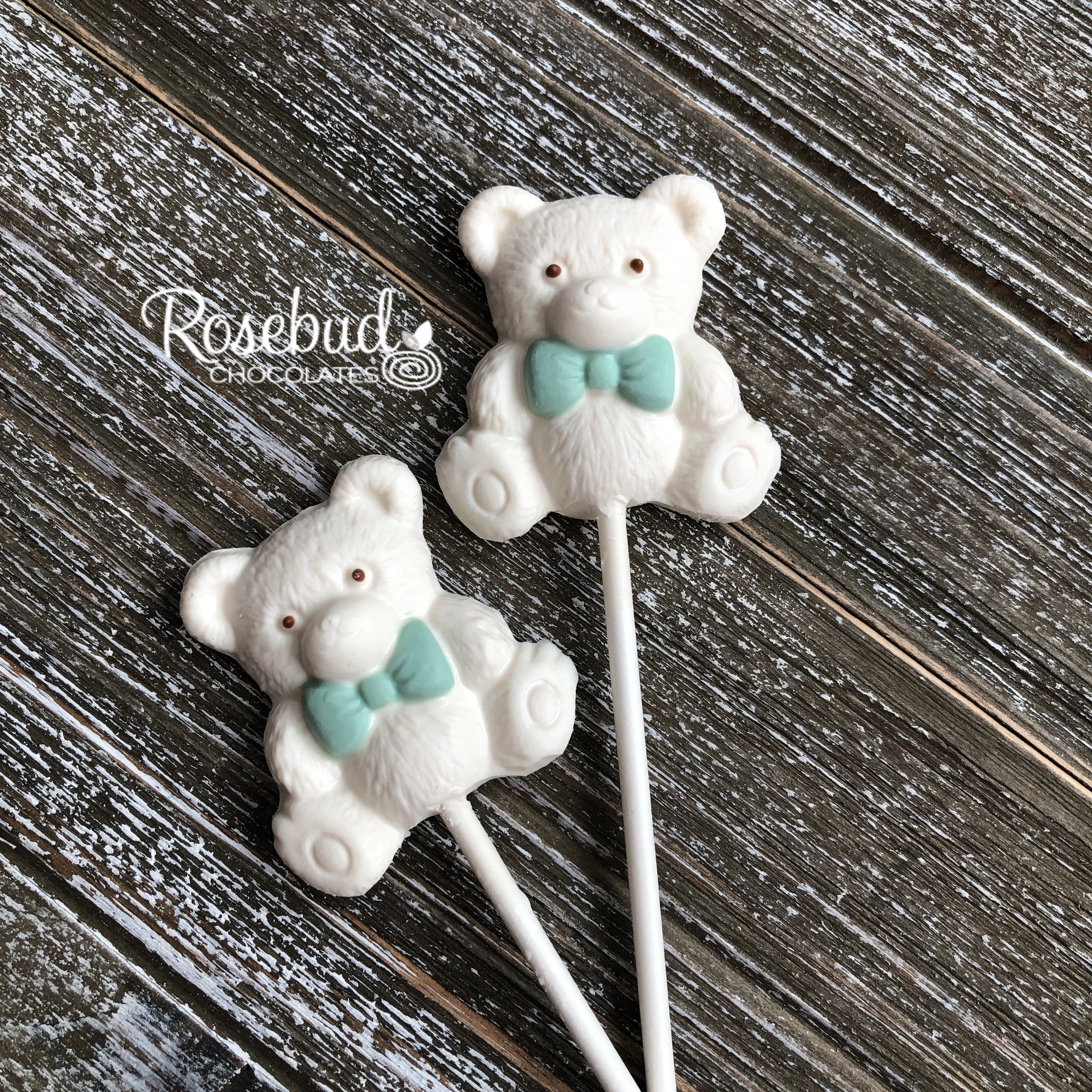 12 TEDDY BEAR BOW TIE Chocolate Lollipops Candy Birthday Baby Shower Party Favors