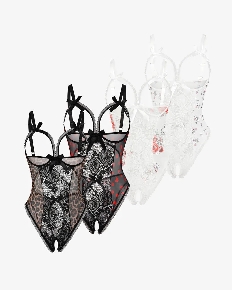 4Pack One Piece Crotchless Lingerie