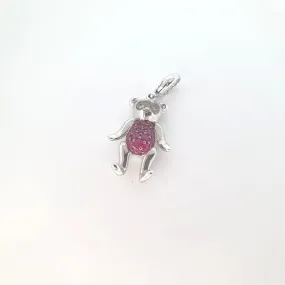 9ct White Gold and Ruby Teddy Bear Charm