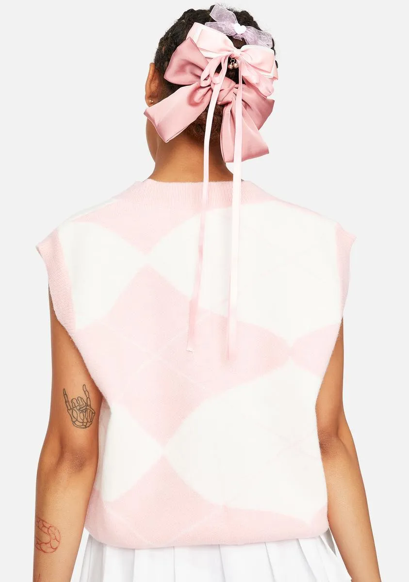 Abstract Argyle Crop Vest