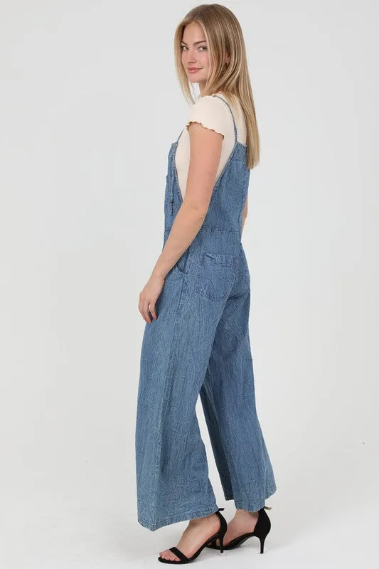 ANG114 - DENIM FLARE OVERALLS