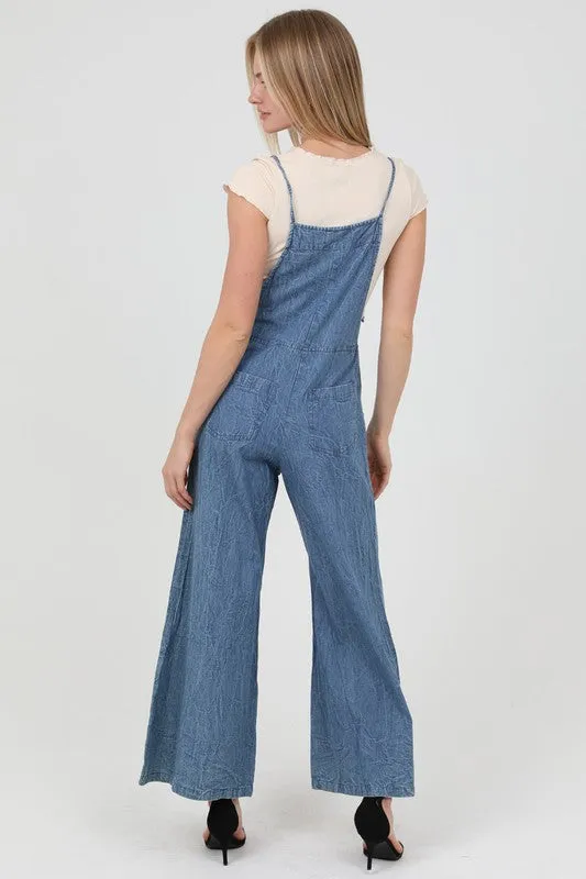 ANG114 - DENIM FLARE OVERALLS