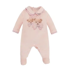 BALLOON CHIC - Velour Teddy Babygrow  - Pink