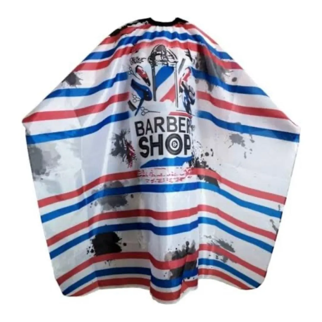 Barber Cape Barbershop Blue Red White