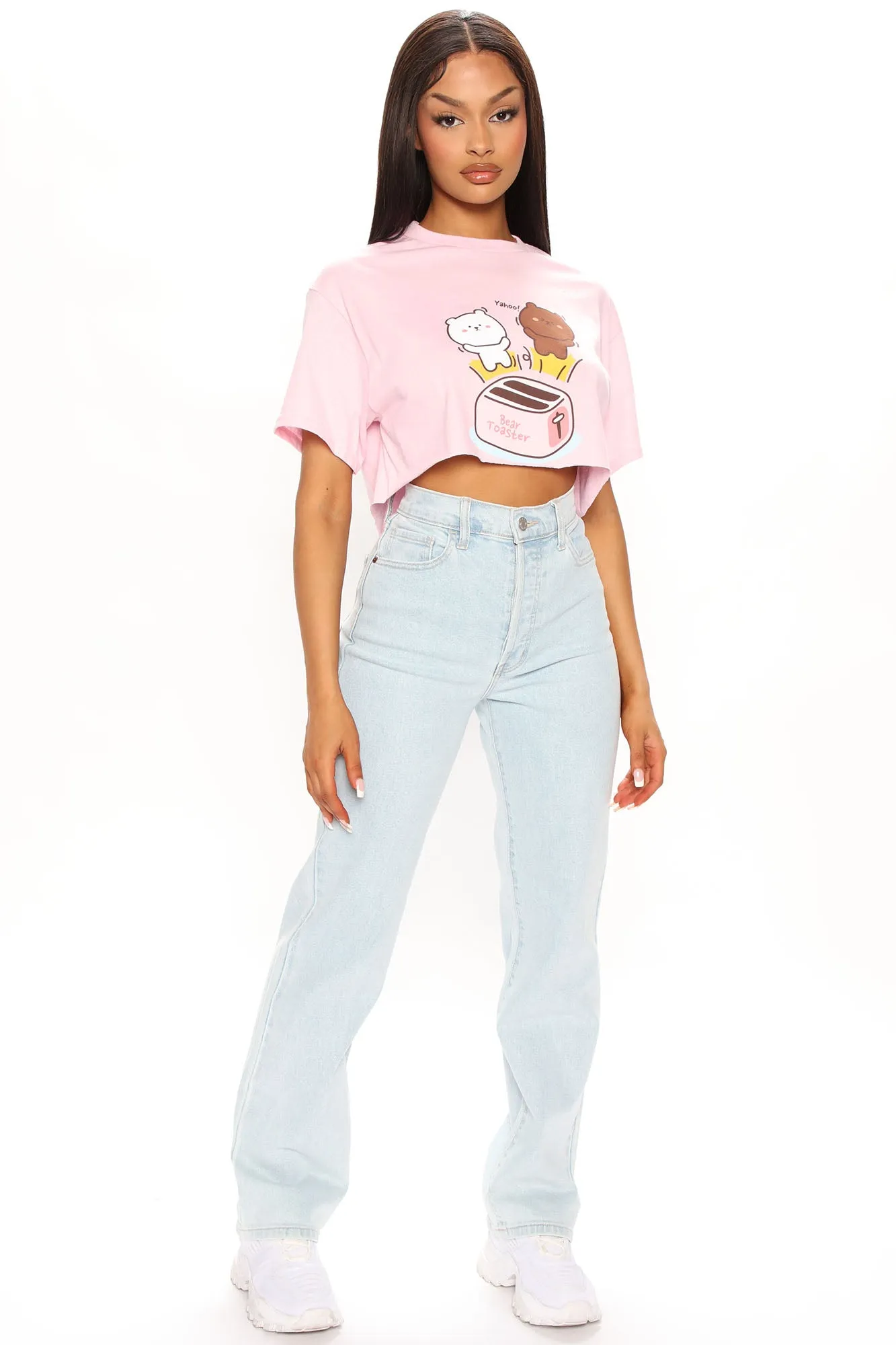 Bear Toaster Cropped Tee - Pink