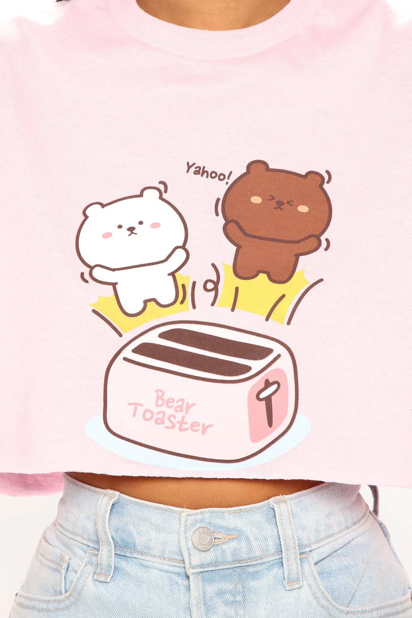 Bear Toaster Cropped Tee - Pink