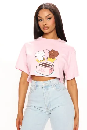 Bear Toaster Cropped Tee - Pink