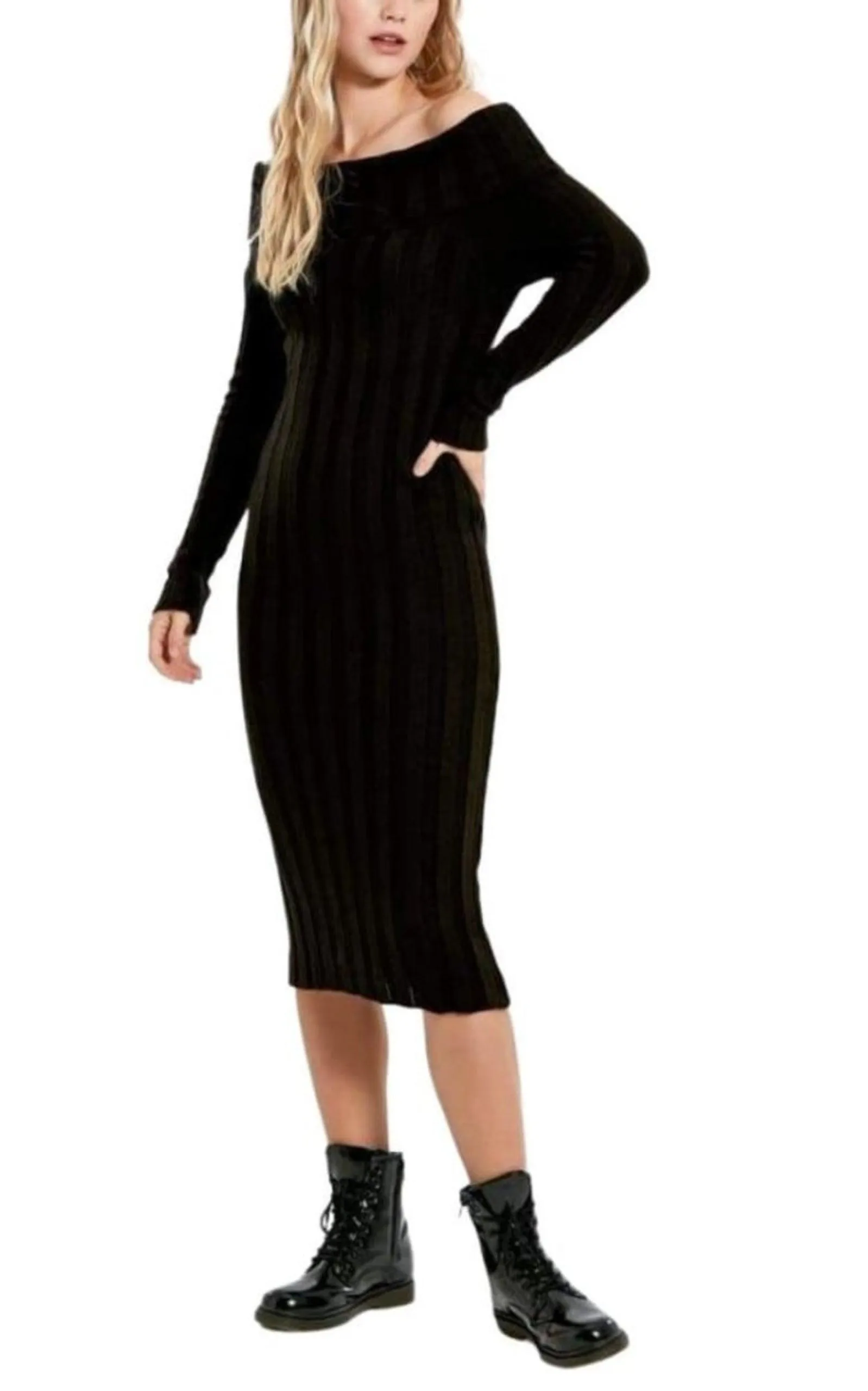 Black Bodycon off Shoulder Dress