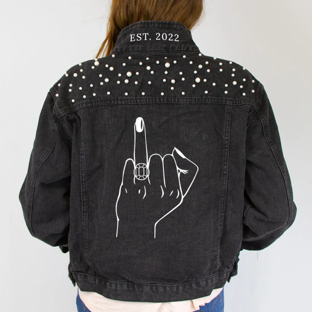 (Black Pearl) Engagement Ring Style  Pearl Denim Jacket