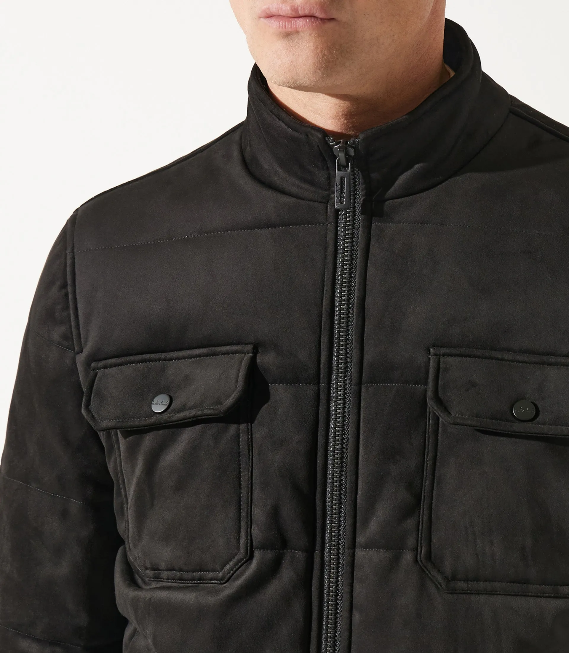 Blouson teddy matelassé noir MEMPHIS