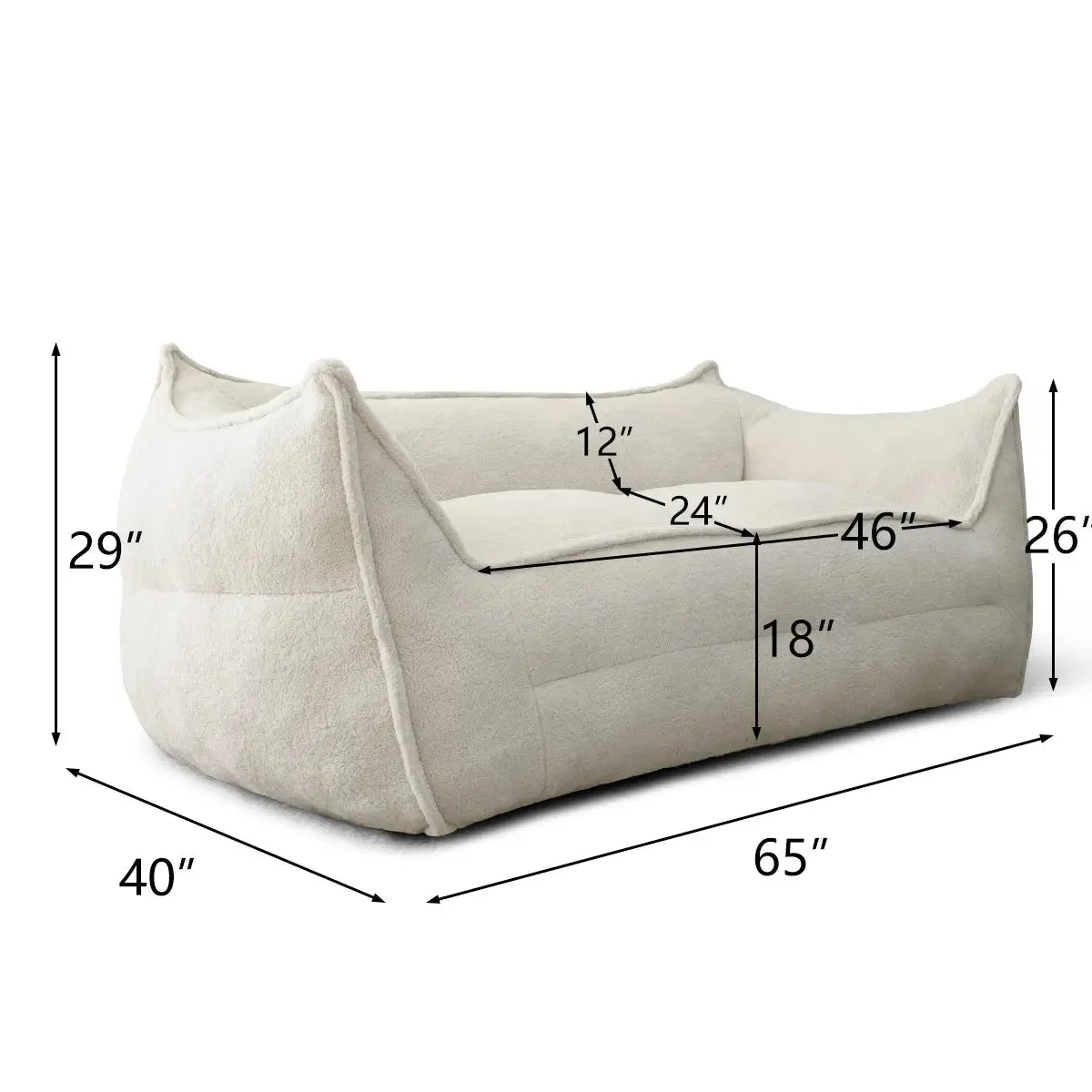 Boring Large Teddy Fabric Bean Bag Loveseat Sofa