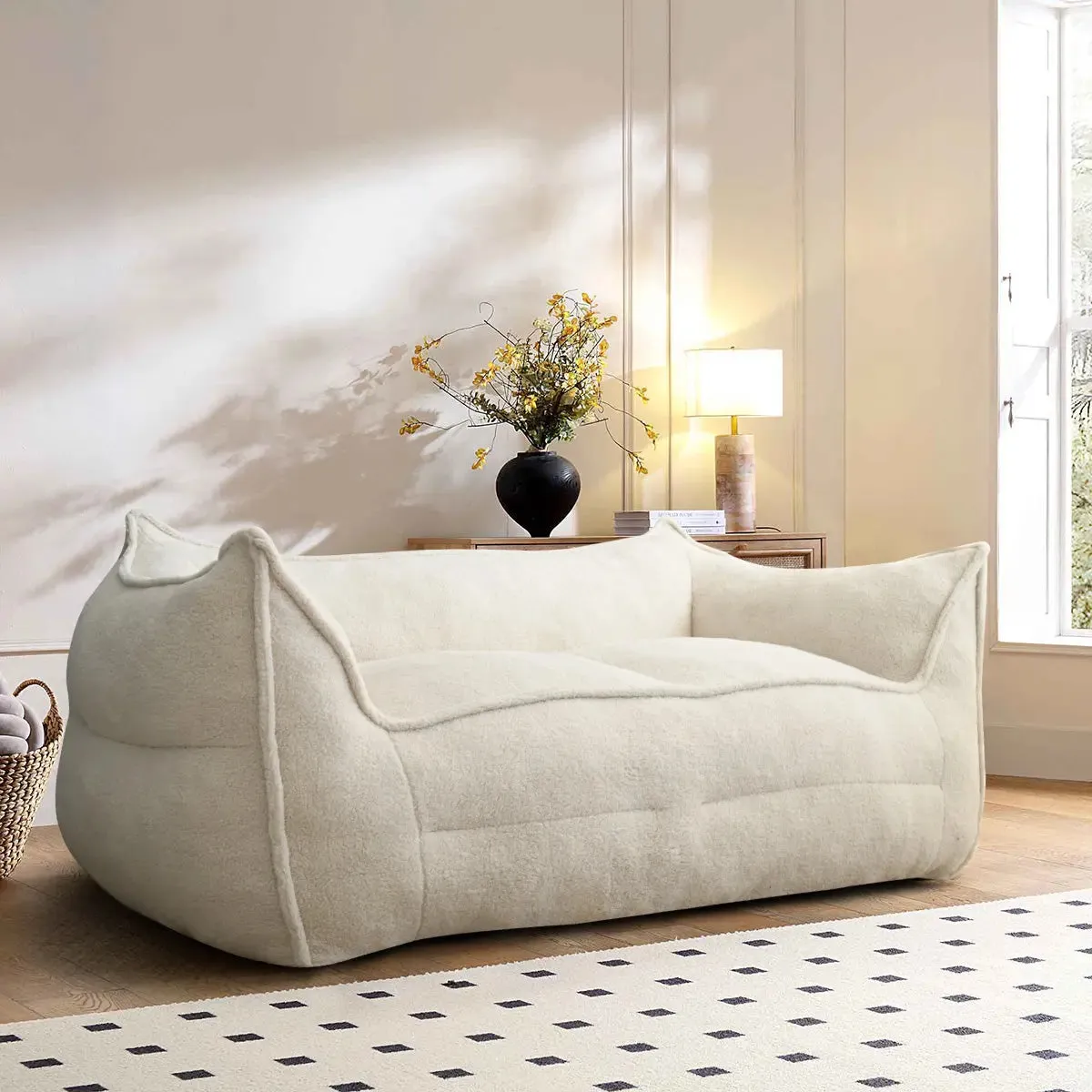 Boring Large Teddy Fabric Bean Bag Loveseat Sofa