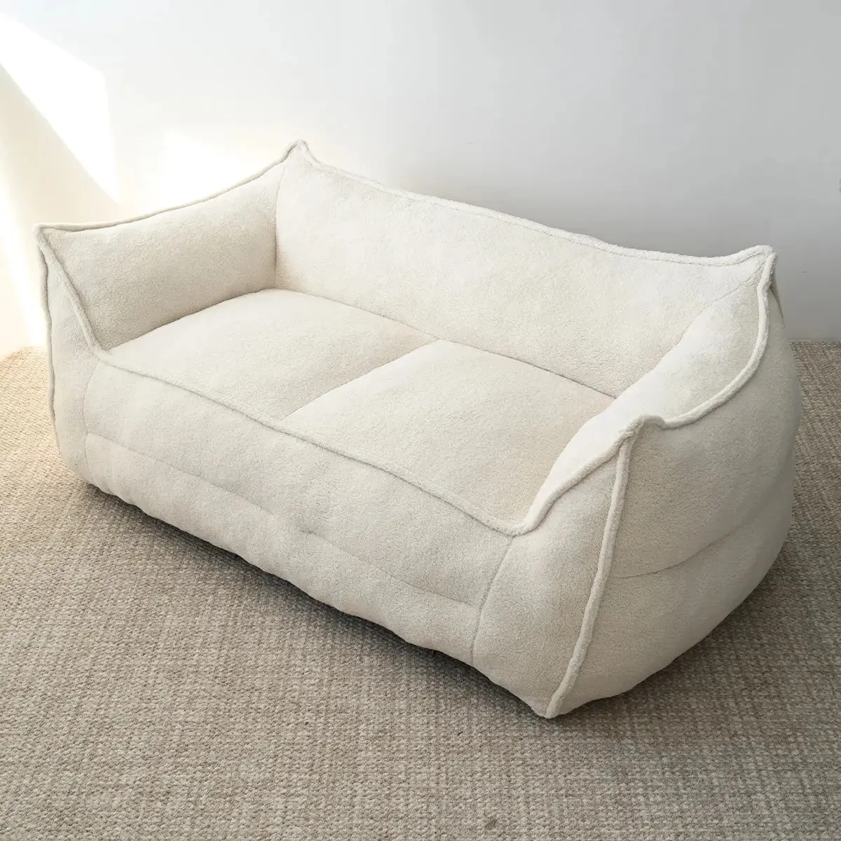 Boring Large Teddy Fabric Bean Bag Loveseat Sofa