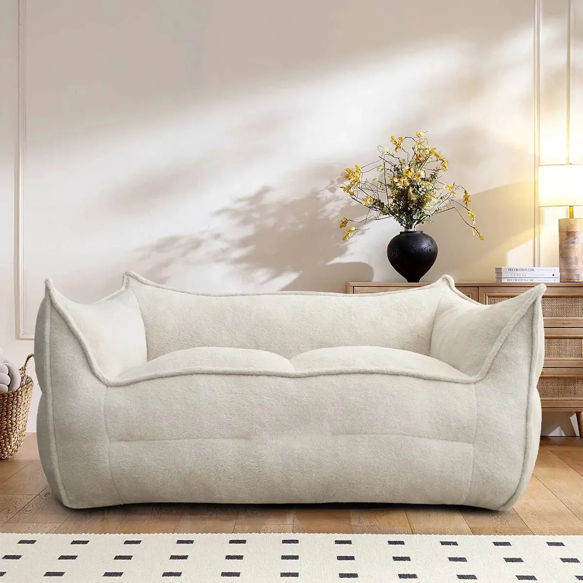 Boring Large Teddy Fabric Bean Bag Loveseat Sofa