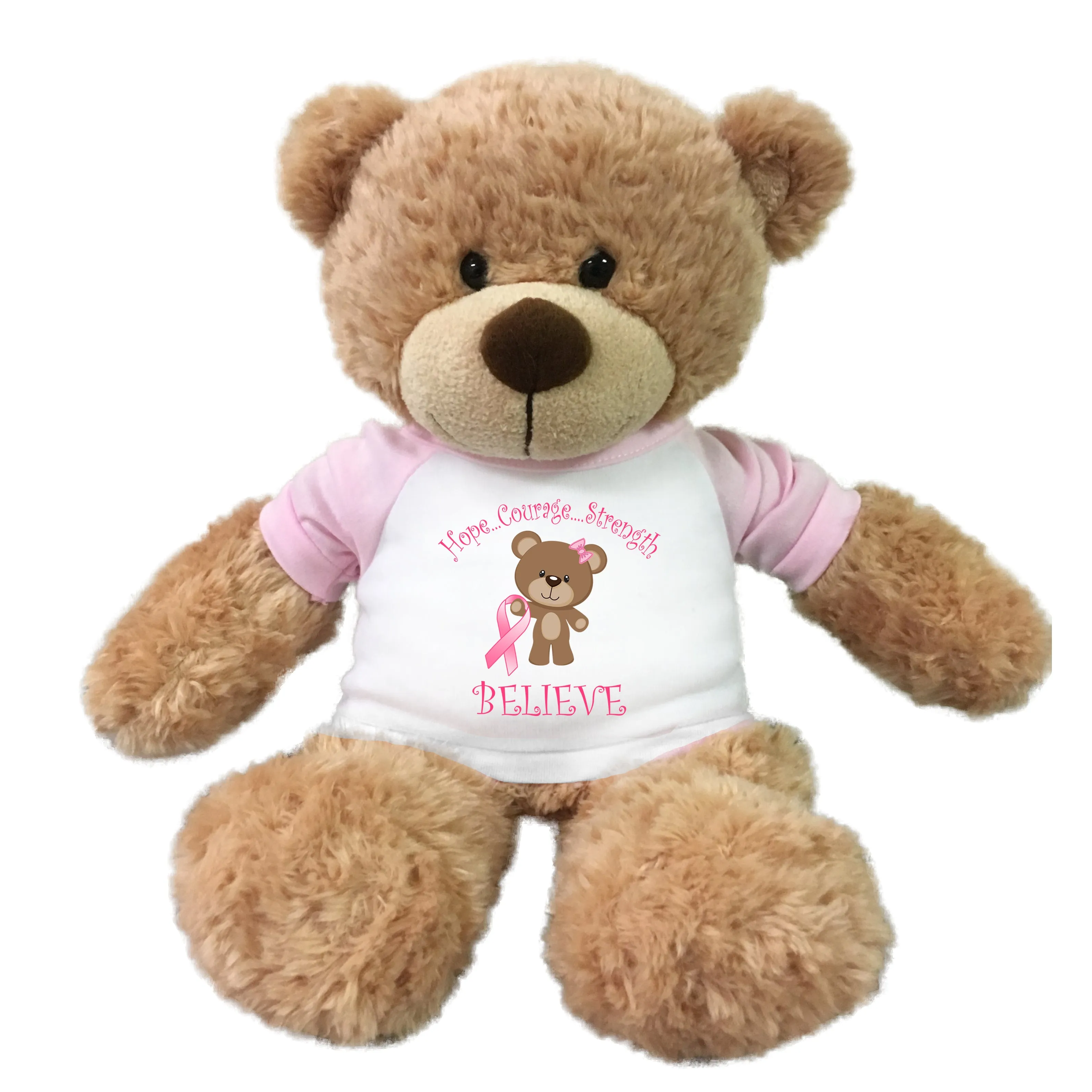 Breast Cancer Support Teddy Bear - Personalized 13" Bonny Bear, Survivor or Believe Design