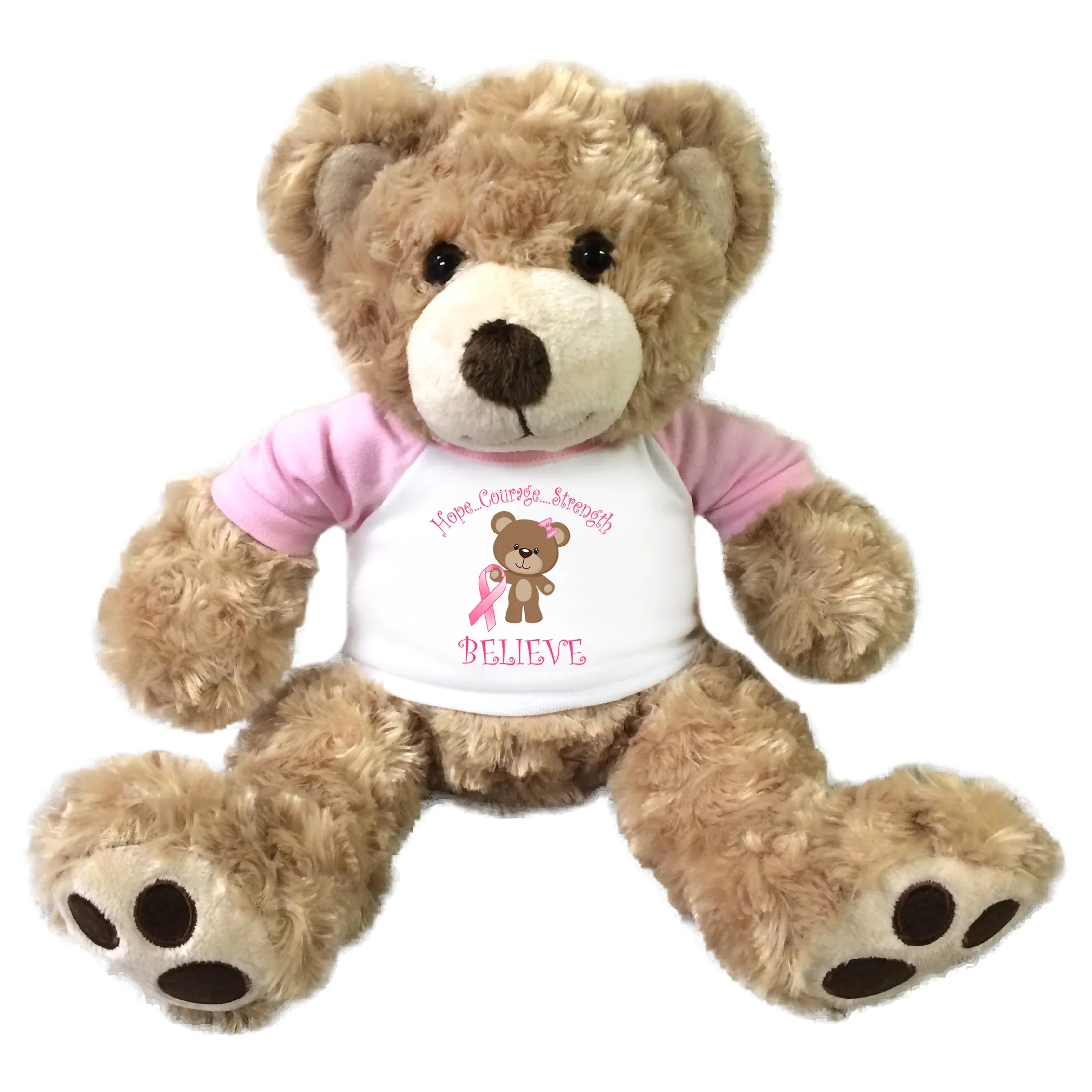 Breast Cancer Support Teddy Bear - Personalized 13" Honey Vera Bear, Survivor or Believe Design