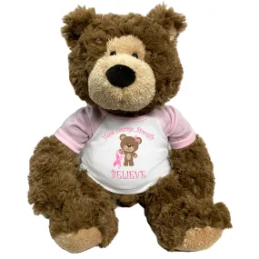 Breast Cancer Support Teddy Bear - Personalized 14" Bear Hugs, Survivor or Believe Design