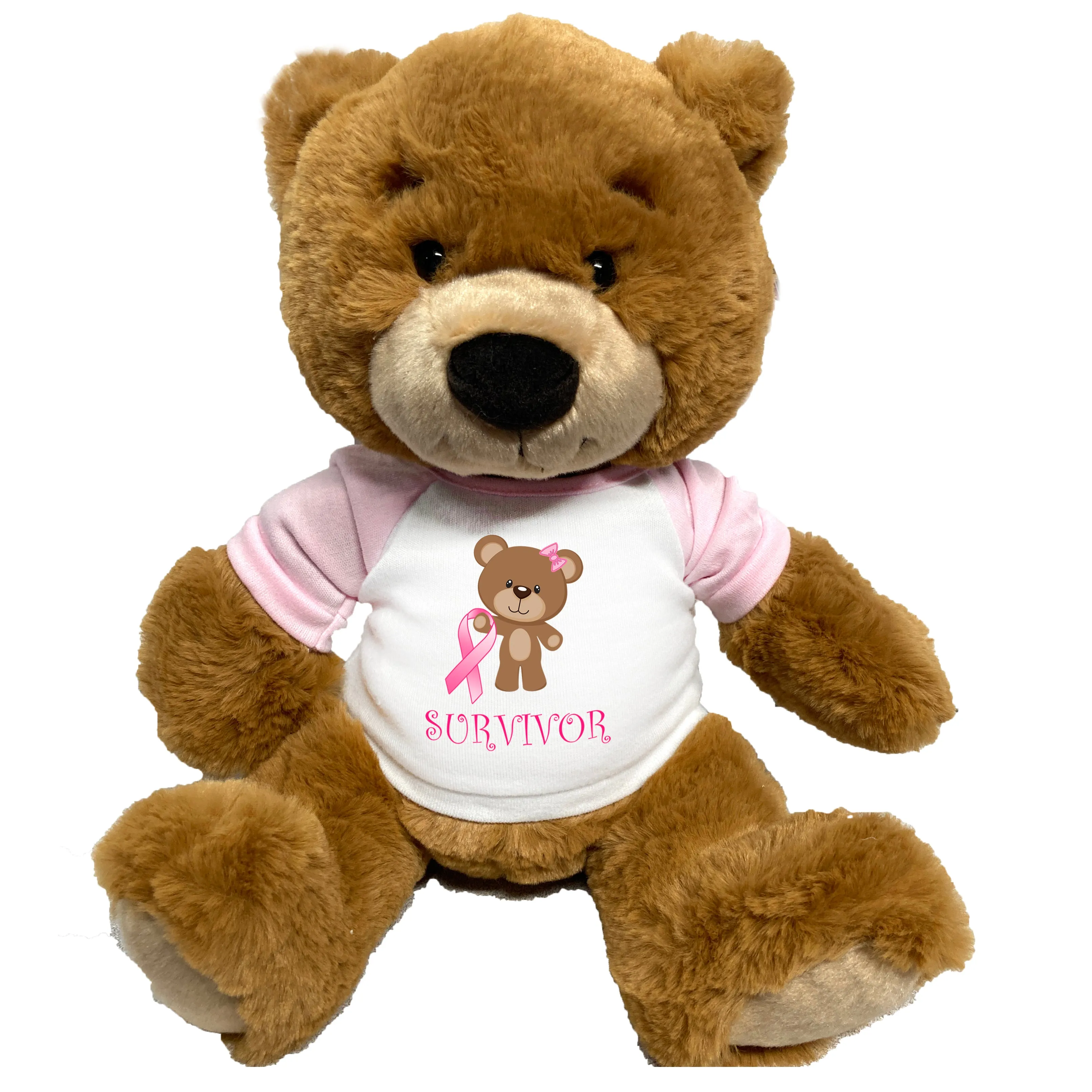 Breast Cancer Support Teddy Bear - Personalized 14" Ginger Bear, Survivor or Believe Design