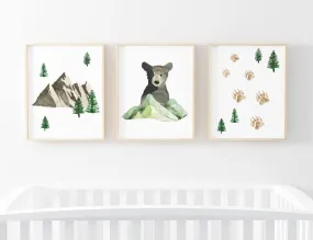 Brody's Bear & Mountain Adventure Woodland Digital Nursery Art Set