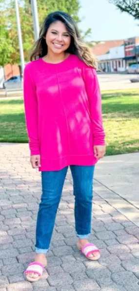 Bubblegum Bliss Top Knit Tunic with Front Seam