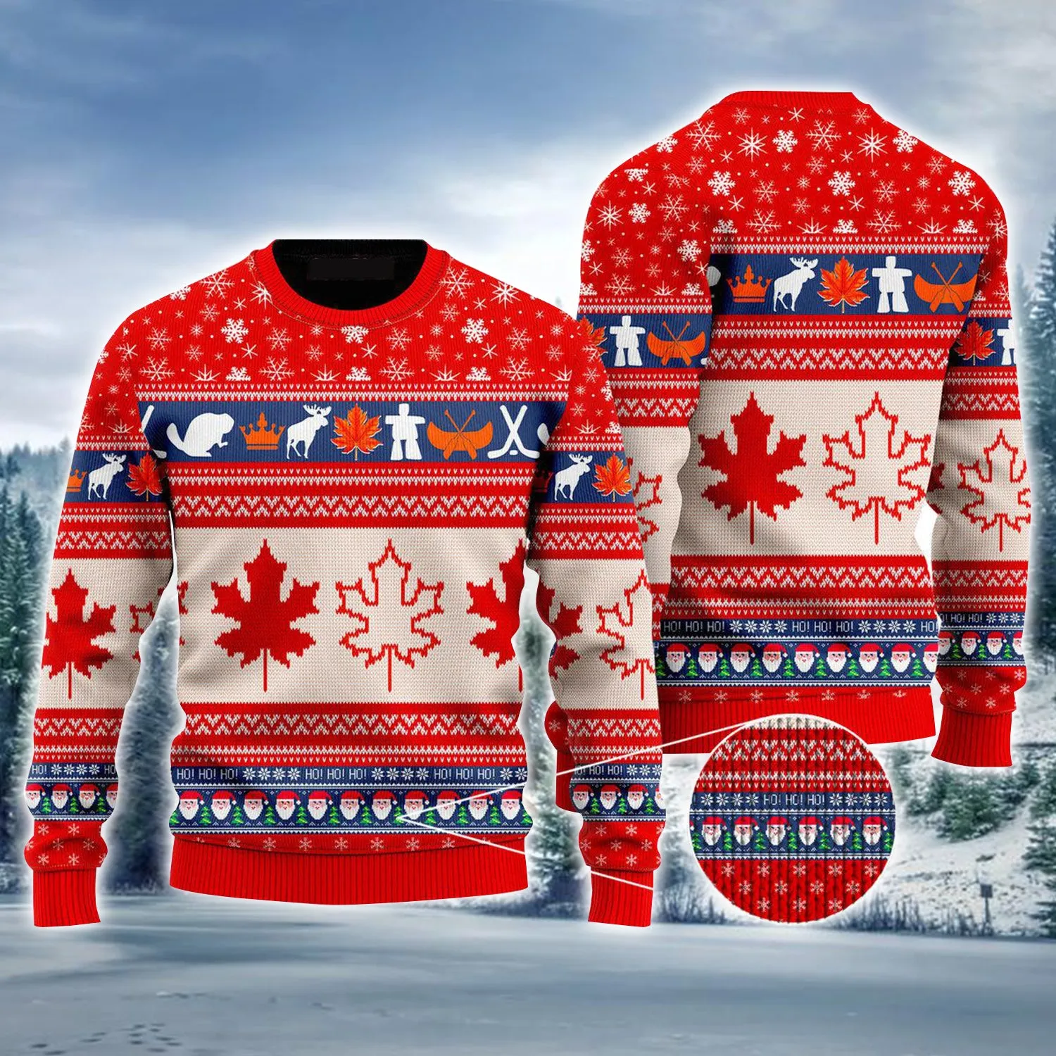 Canada Maple Leaf Ugly Christmas Sweater, Christmas Pattern Ugly Sweater For Men & Women