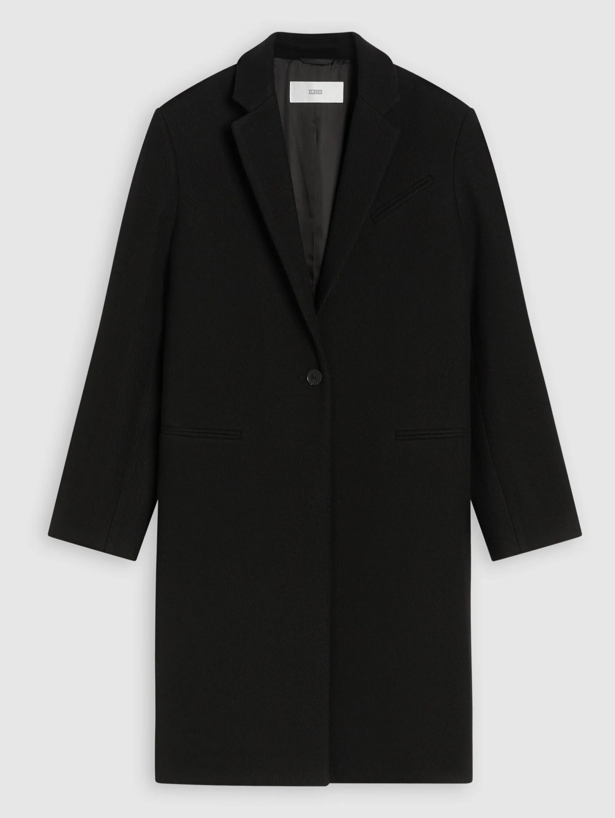 Cappotto Lungo in Twill di Lana Nero