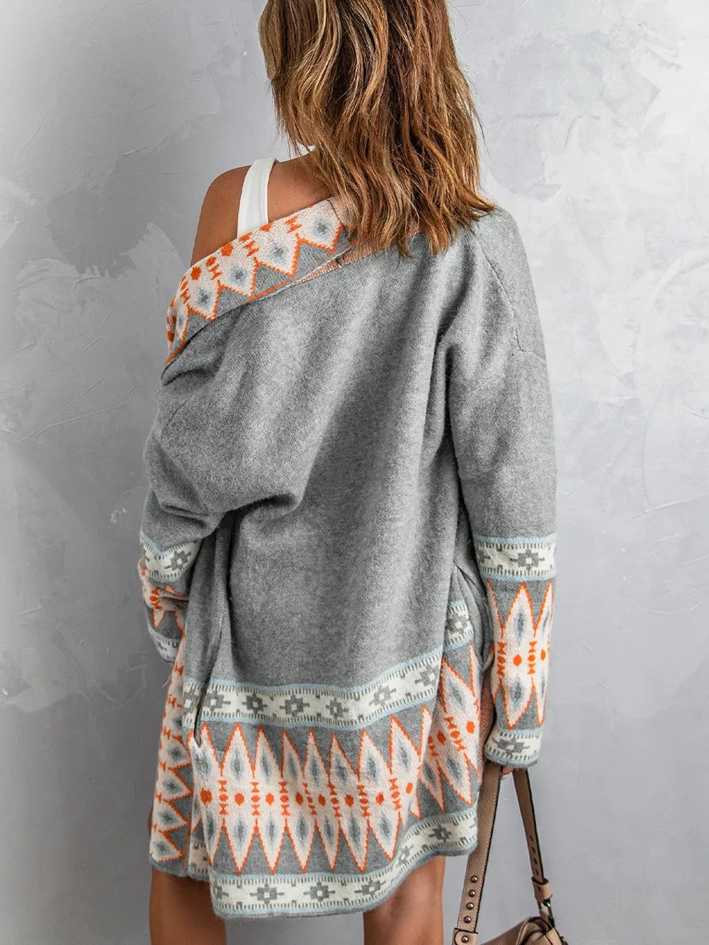 Cardigan with Geometric Pattern