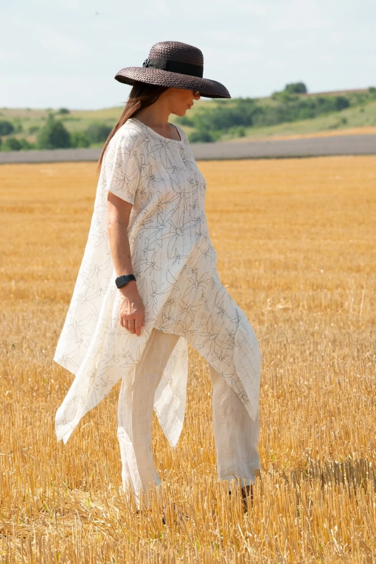 CAROLINE Print Linen Tunic