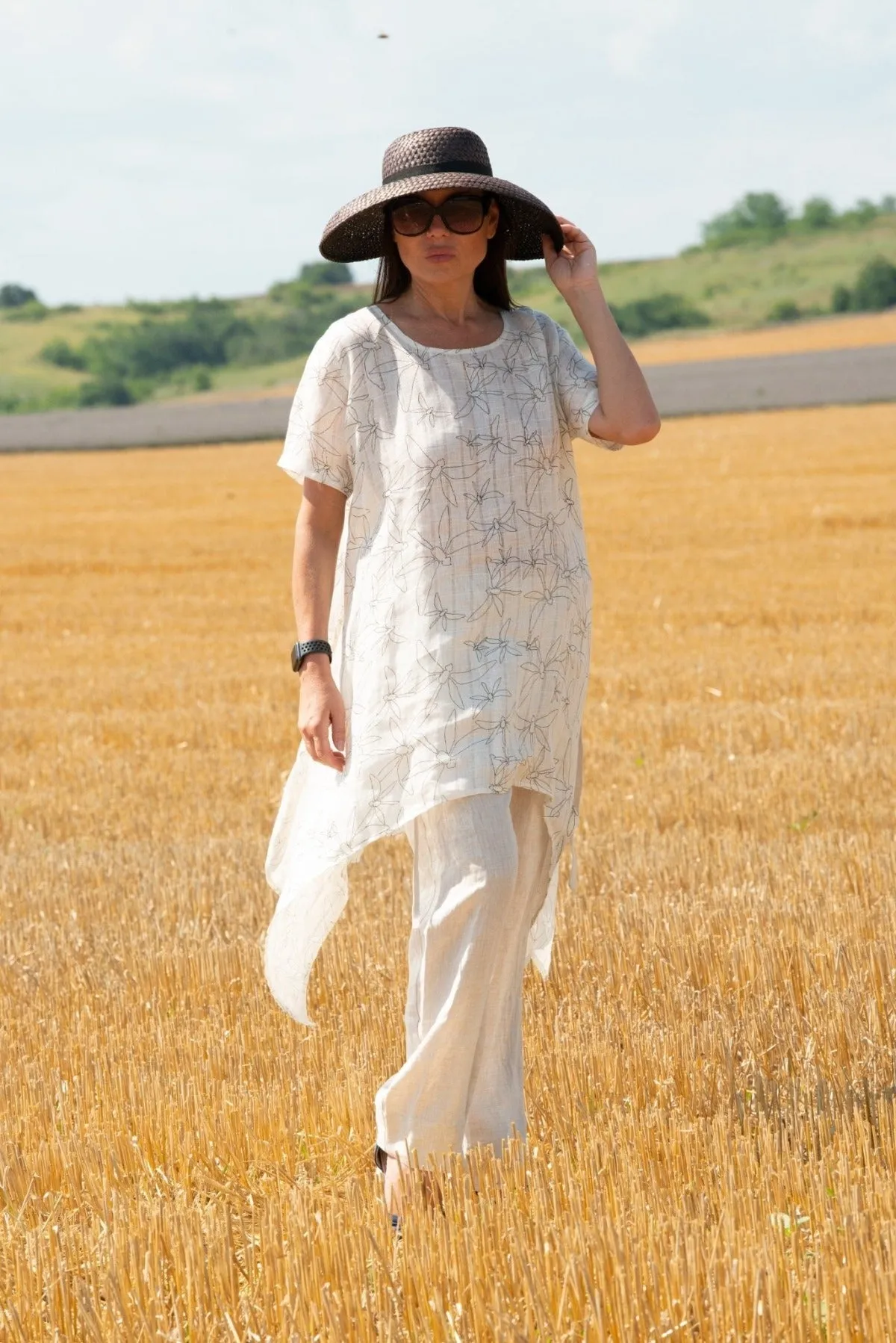 CAROLINE Print Linen Tunic