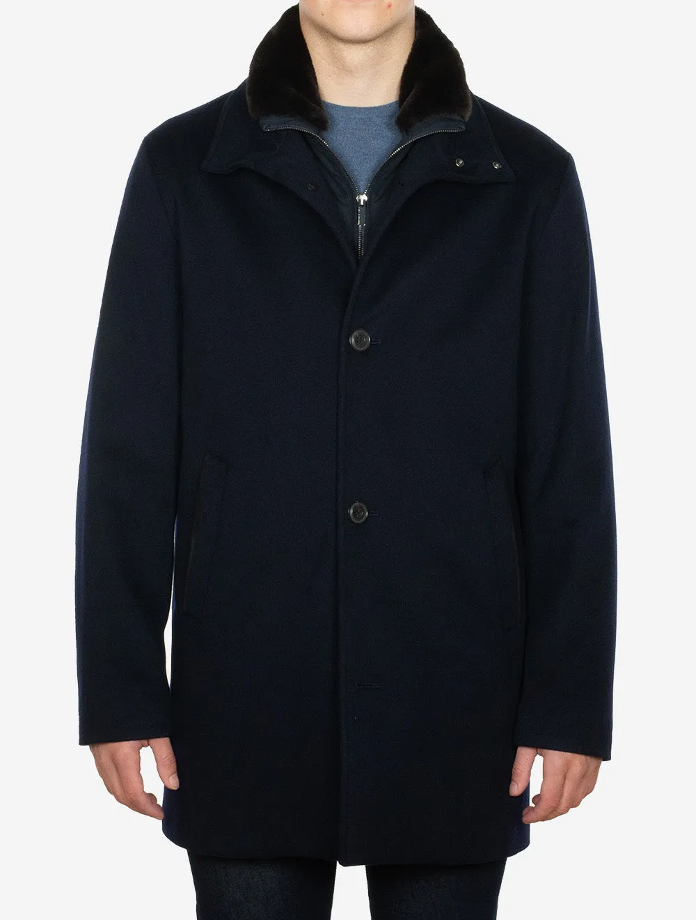 Cashmere Loropiana Strom System Coat Navy