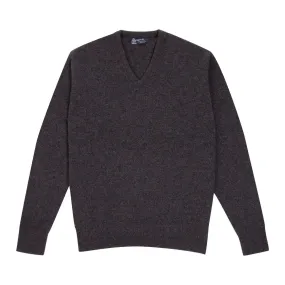 Charcoal Tobermorey 4ply V-Neck Cashmere Sweater