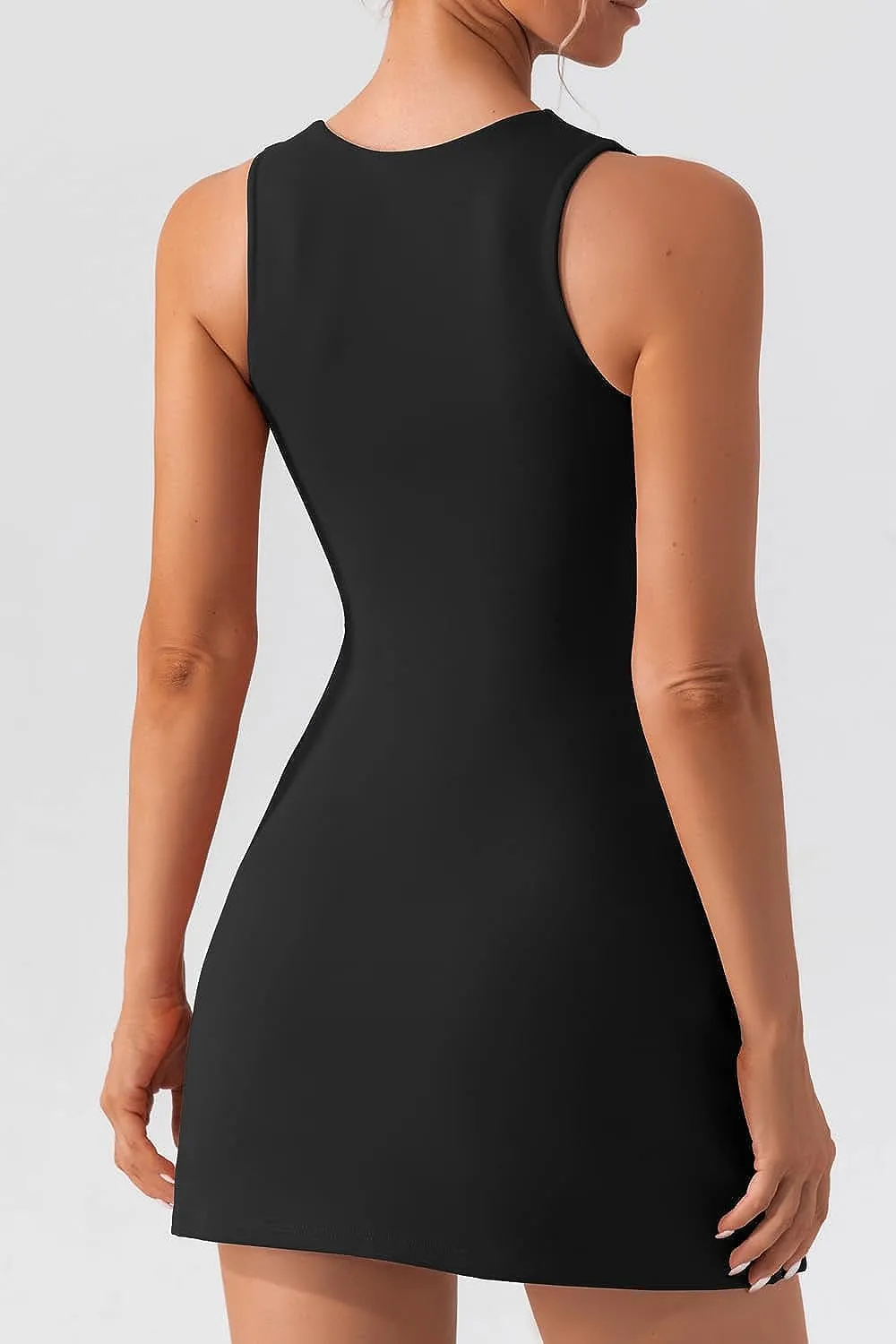 Chasity Black Square Cut Sleeveless Bodycon Dress