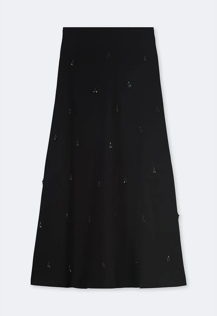 Choice Solid Crystal Embellished Skirt Black