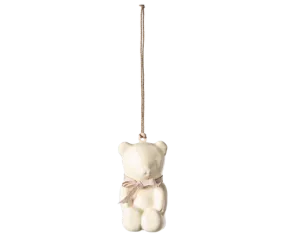 Christmas Ornament - Metal - Teddy Bear - Off White/Rose