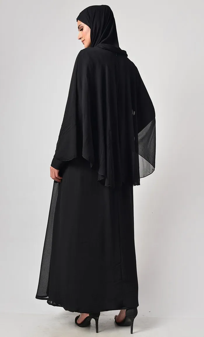 Classic Black With Upper Cape Everyday Abaya