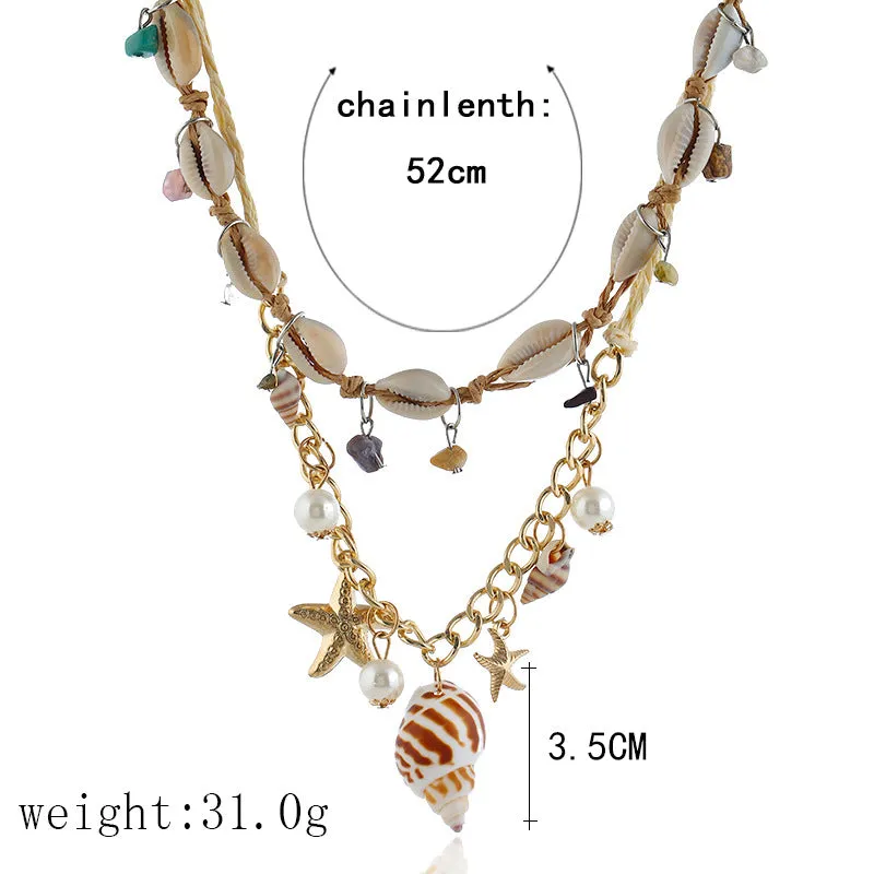 Colourful Conch Shell Boho Beads Necklace jltn1155