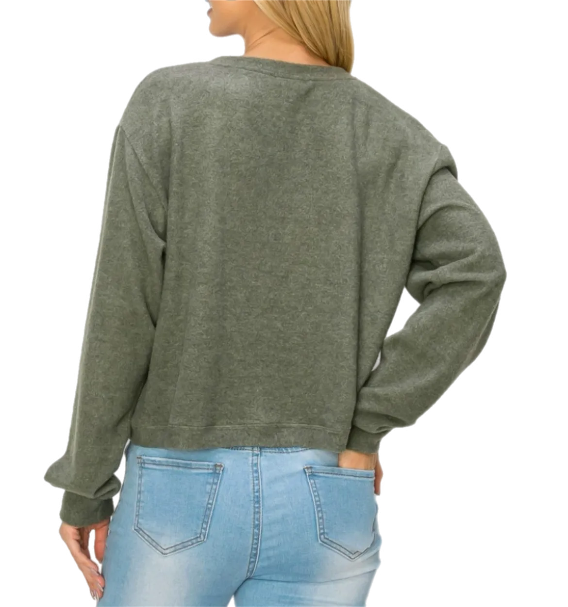 Comfy top with long sleeves in black cozy brushed Jersey