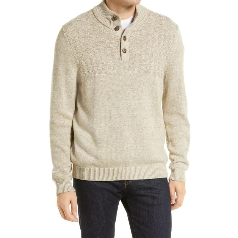 Custom Wool Cashmere Blend Knit Sweater with Button Detail – OEM/ODM Available