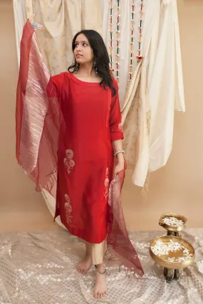 Dahlia kurta with trouser and dupatta