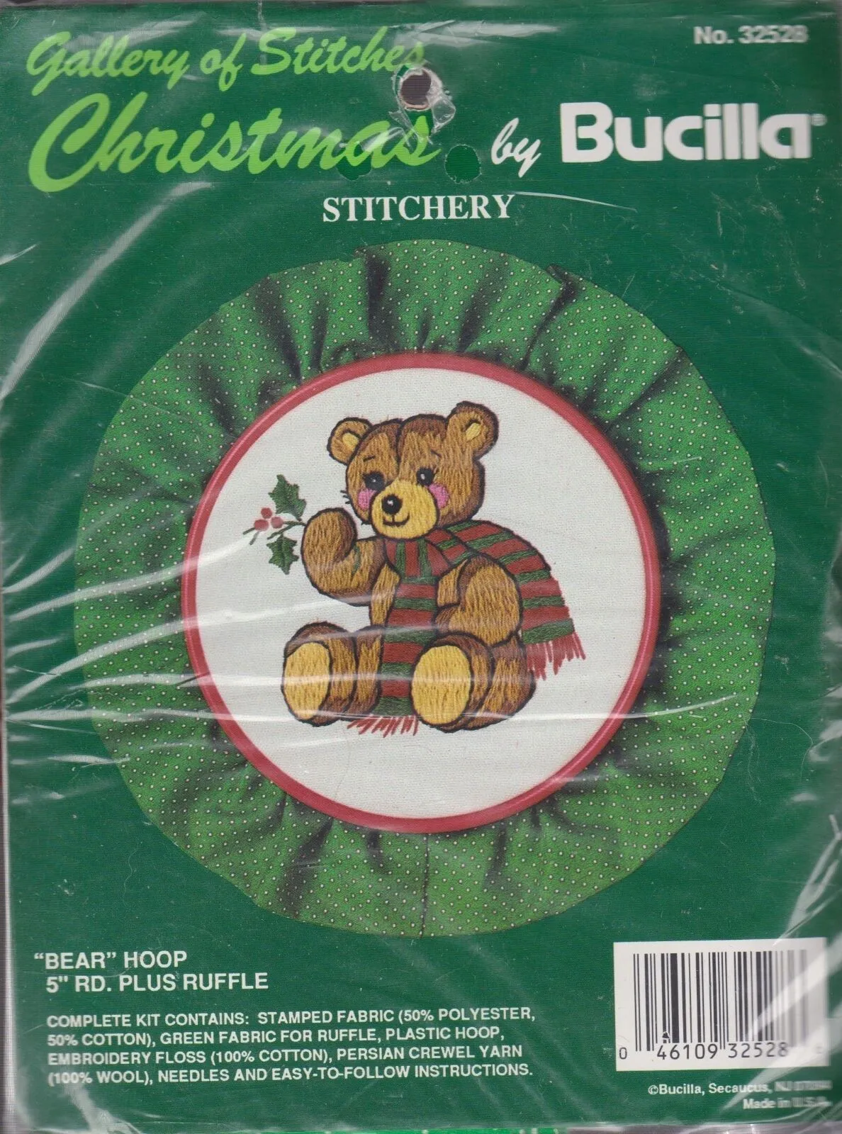 DIY Bucilla Teddy Bear Christmas Ornament Crewel Stitchery Kit