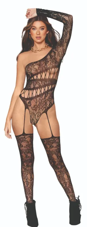 Elegance Lace One Sleeve Seduction Bodystocking