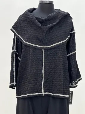 Elegant Burnout Cowl Neck Tunic - Black