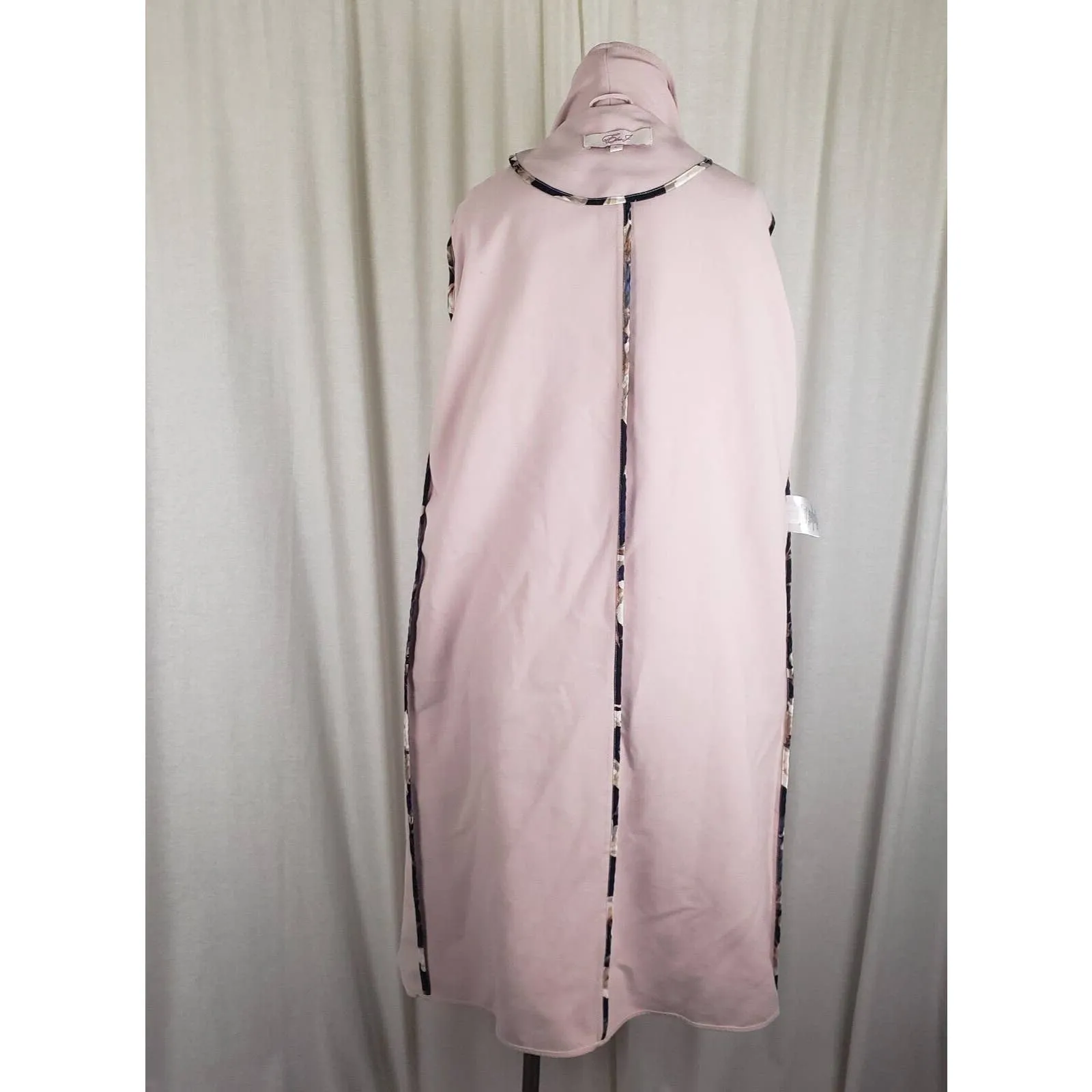 Eliza J Stretch Shawl Collar Draped Ruffled Swing Wrap Coat Womens L Blush Pink