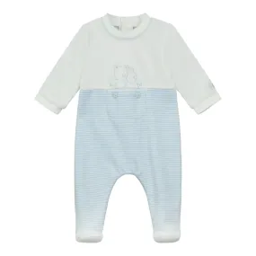 Emile et Rose - pale blue and white velour all in one, Emerson