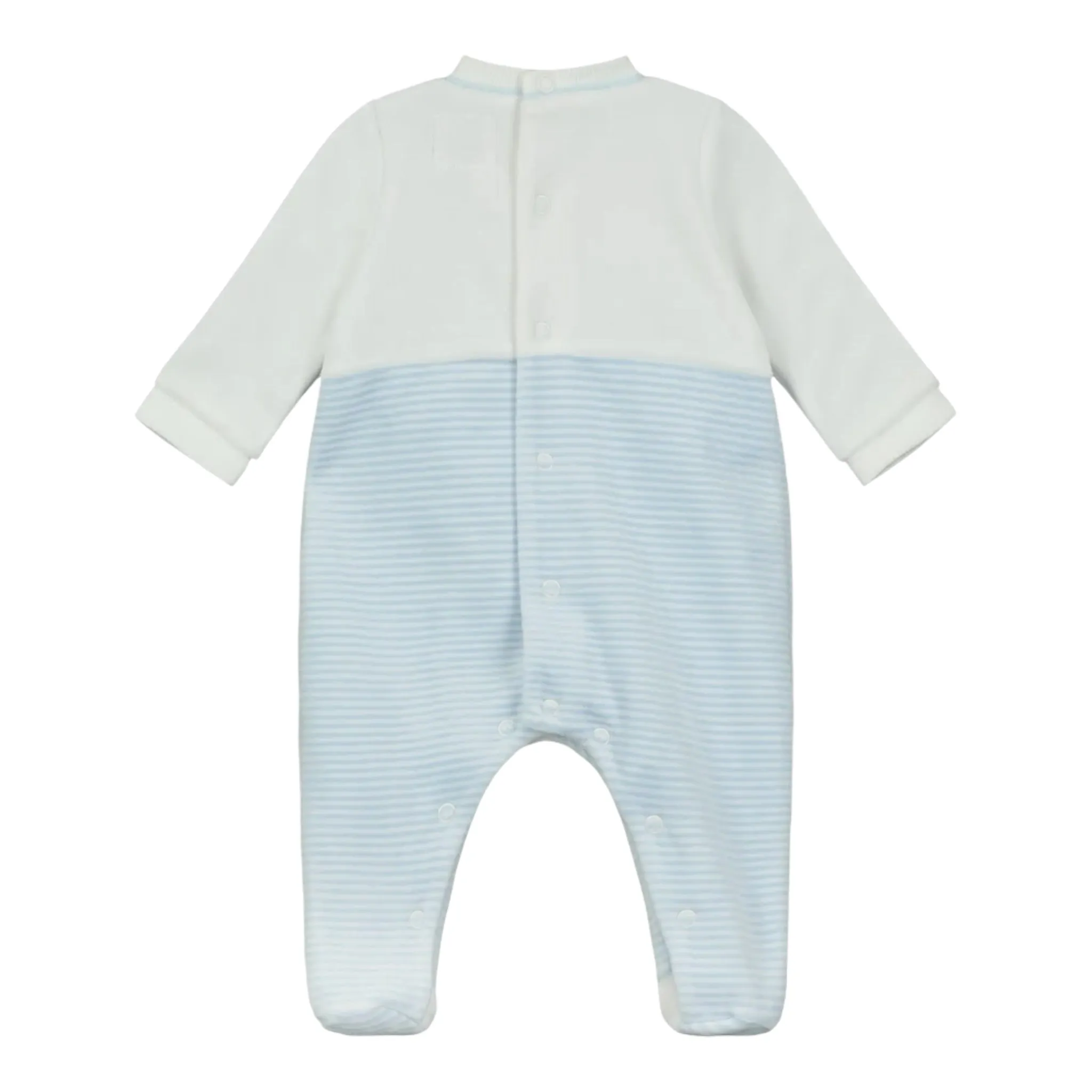 Emile et Rose - pale blue and white velour all in one, Emerson