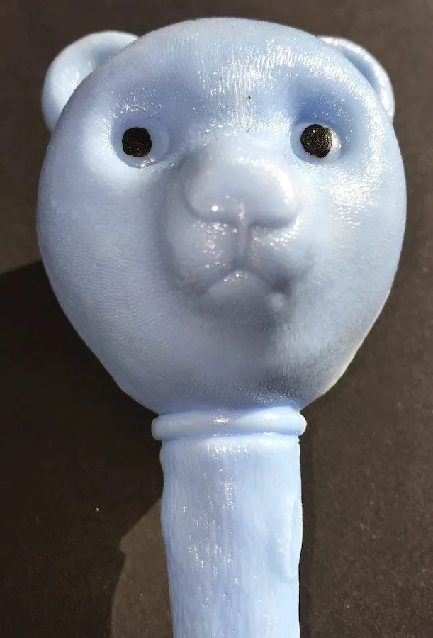 Exceptionally Worried Vintage Teddy Bear Head Rattle