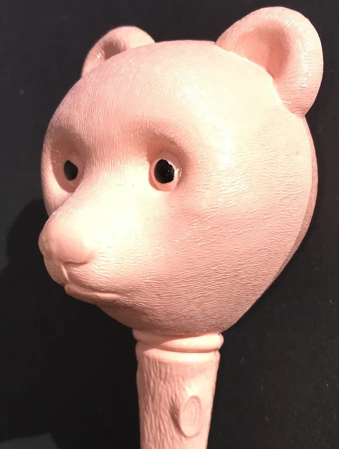 Exceptionally Worried Vintage Teddy Bear Head Rattle