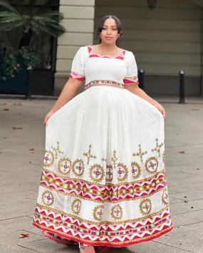 Eye-catching Look with Traditional Ethiopian Dress: Intricate Handmade Design Habesh Dress