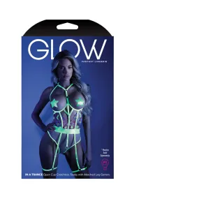 Fantasy Lingerie Glow In A Trance Open-Cup Crotchless Teddy Neon Chartreuse S/M