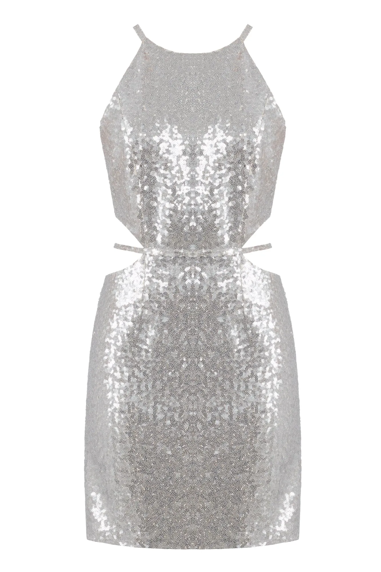 FELICE silver sequin mini dress with cut outs